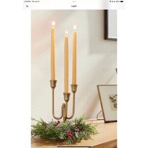 Staggered Metal Taper Candelabra Antique Brass 3 Ct Hearth & Hand Magnolia Set 2